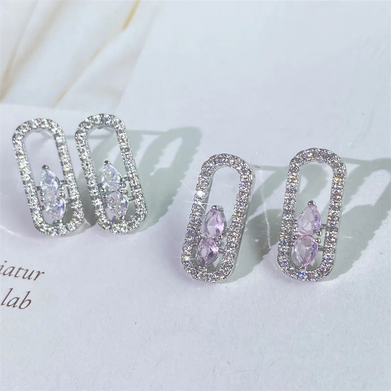Womens Geometric Diamond Luxury Earrings - Balmas Jewelry