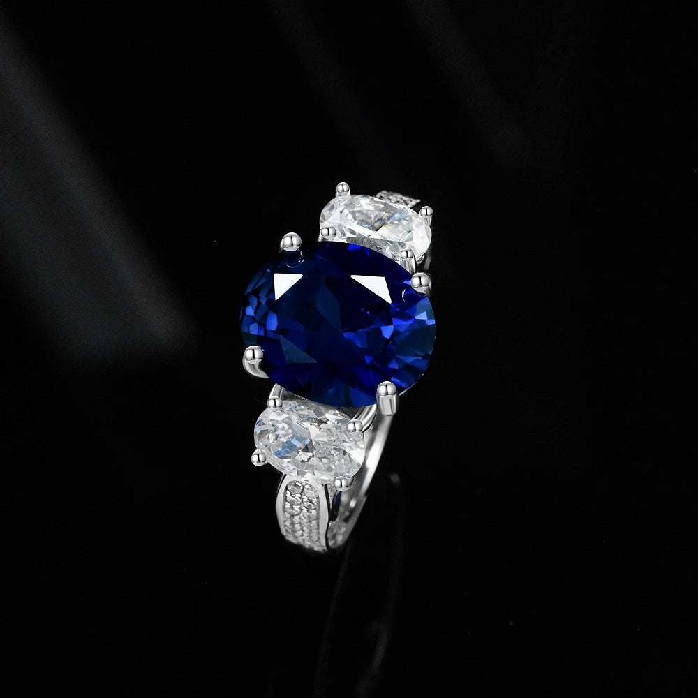 Sterling Silver Oval Sapphire Ring - Balmas Jewelry