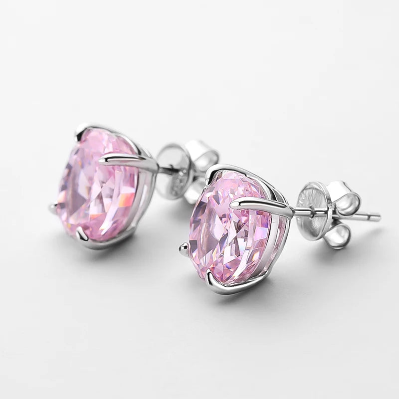 Women's Sparkling Yellow Pink Diamond Stud Earrings - Balmas Jewelry