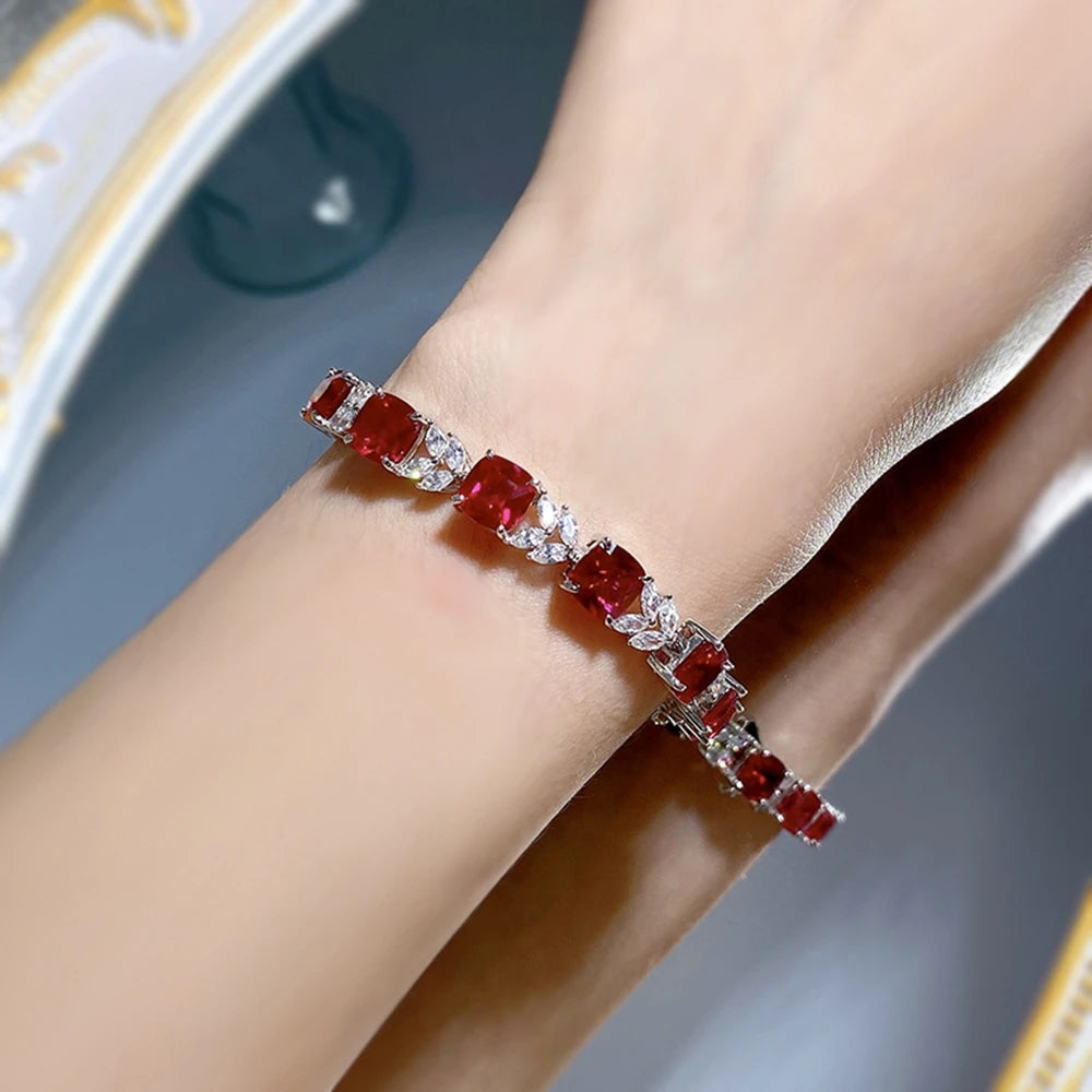 Ruby Tennis Chain Bracelet - Balmas Jewelry
