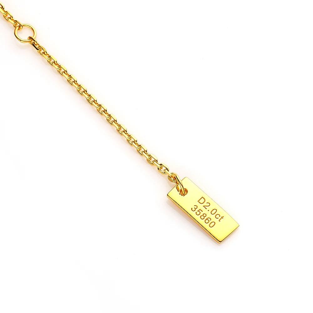 Pink Yellow Rectangular High Carbon Diamond Necklace - Balmas Jewelry