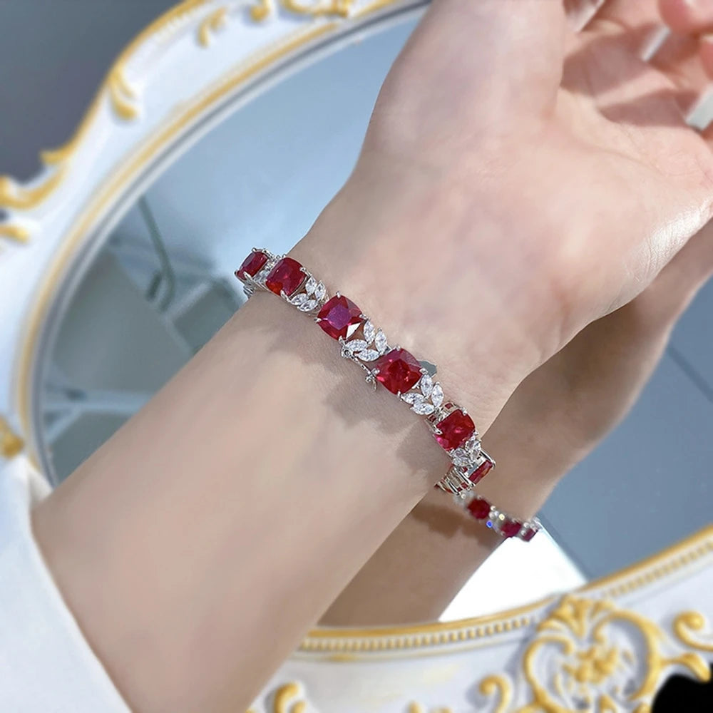 Ruby Tennis Chain Bracelet - Balmas Jewelry