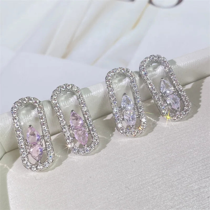 Womens Geometric Diamond Luxury Earrings - Balmas Jewelry