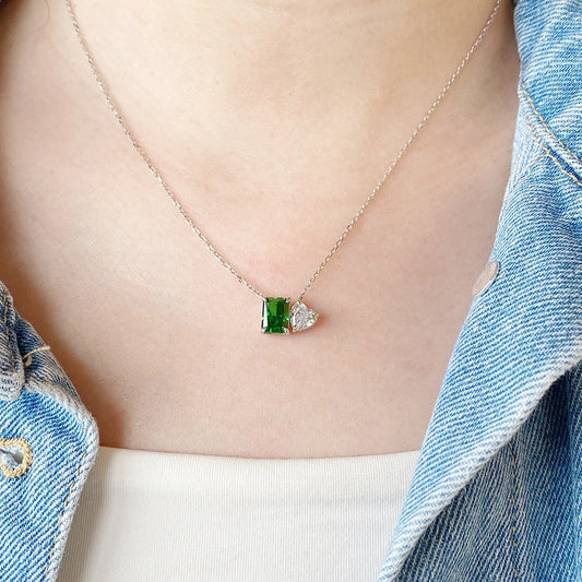 Sterling Silver Crushed Ice Gemstone Pendant Necklace - Balmas Jewelry