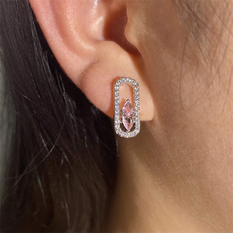 Womens Geometric Diamond Luxury Earrings - Balmas Jewelry