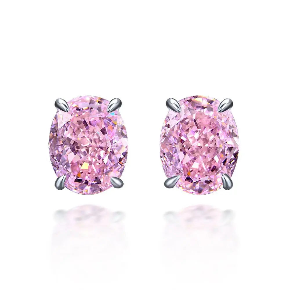 Oval Pink 5A Zirconia Earrings - Balmas Jewelry