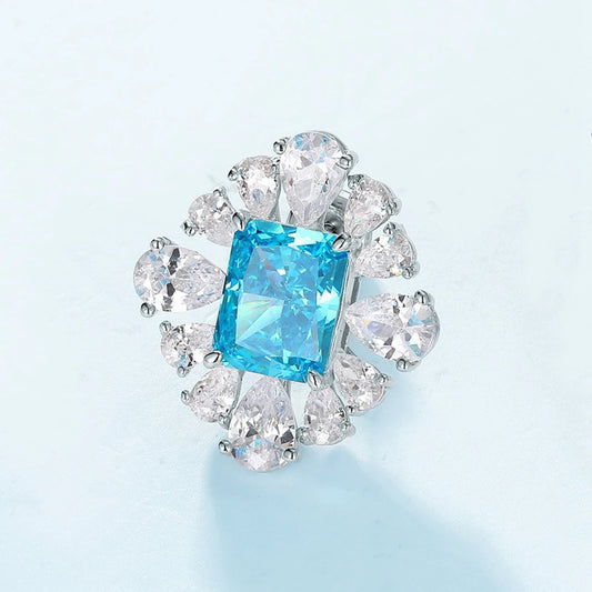 Sterling Silver Crushed Ice Cut Sapphire Stud Earrings - Balmas Jewelry