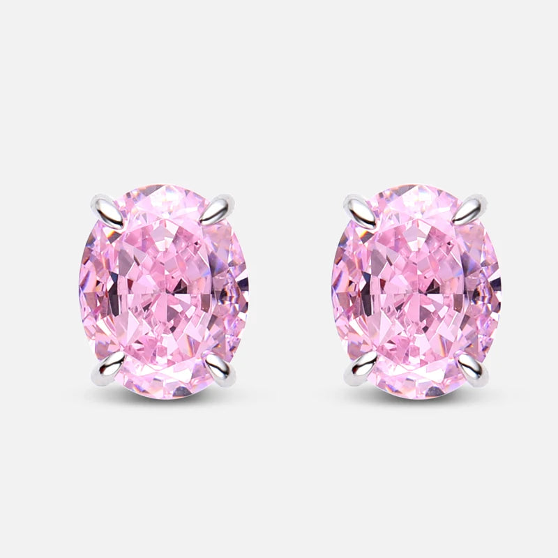 Women's Sparkling Yellow Pink Diamond Stud Earrings - Balmas Jewelry