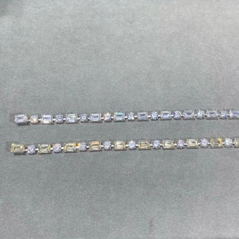 Sterling Silver Round Emerald Moissanite Bracelet - Balmas Jewelry