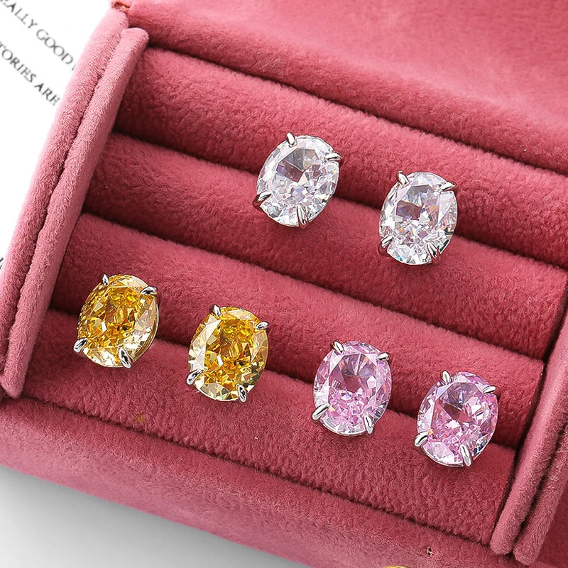 Women's Sparkling Yellow Pink Diamond Stud Earrings - Balmas Jewelry