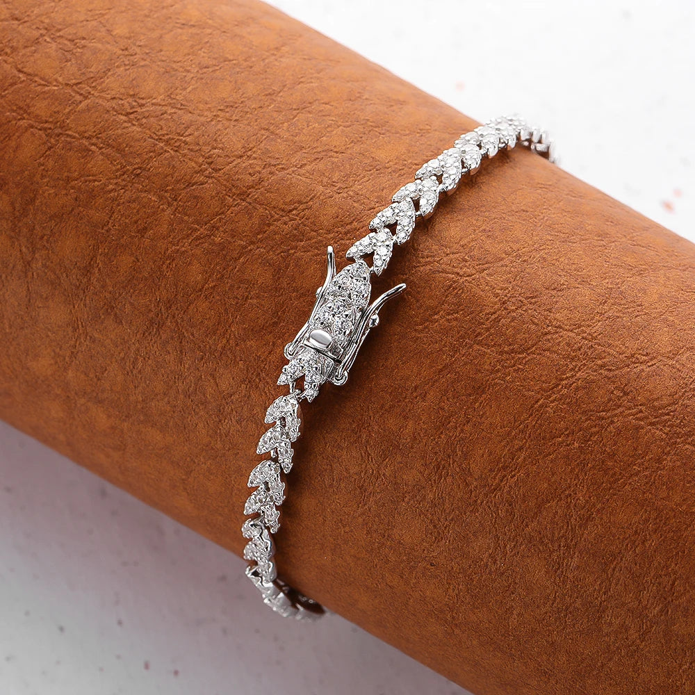 Sterling Silver Diamond Wheat Bracelet - Balmas Jewelry
