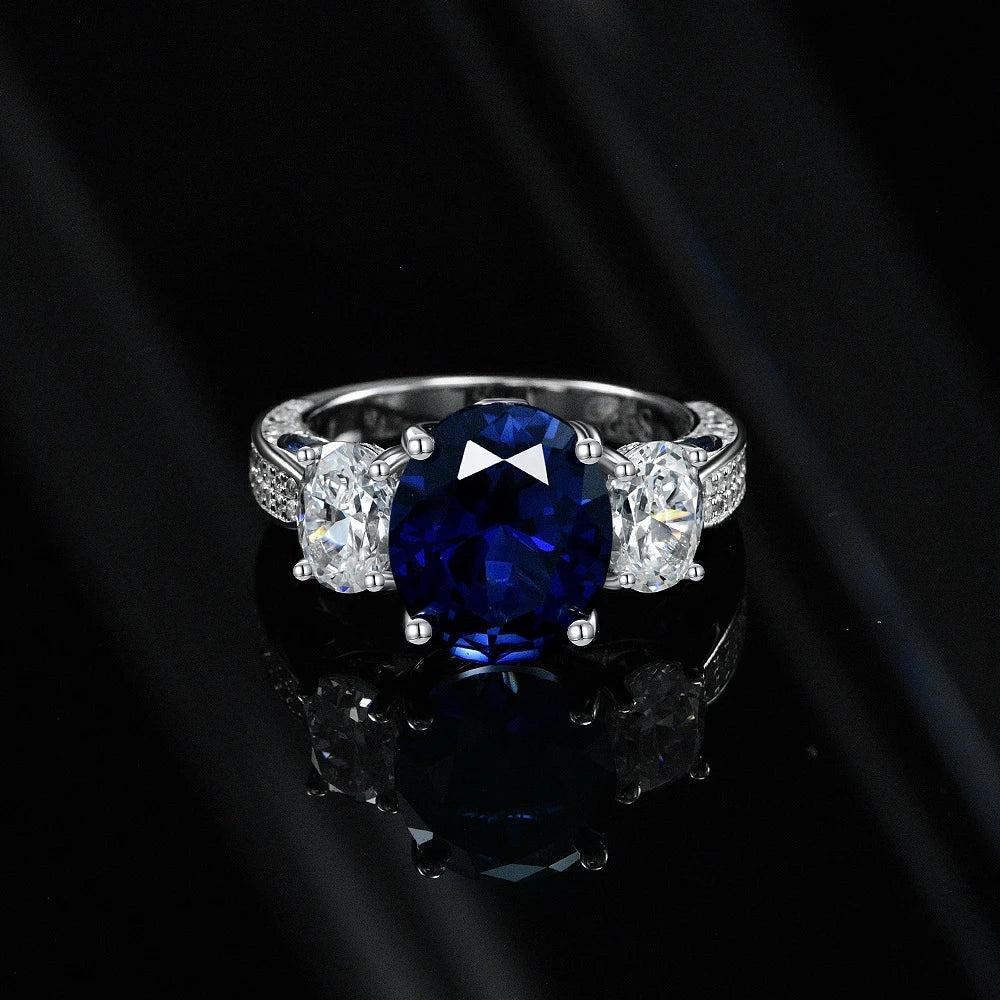 Sterling Silver Oval Sapphire Ring - Balmas Jewelry