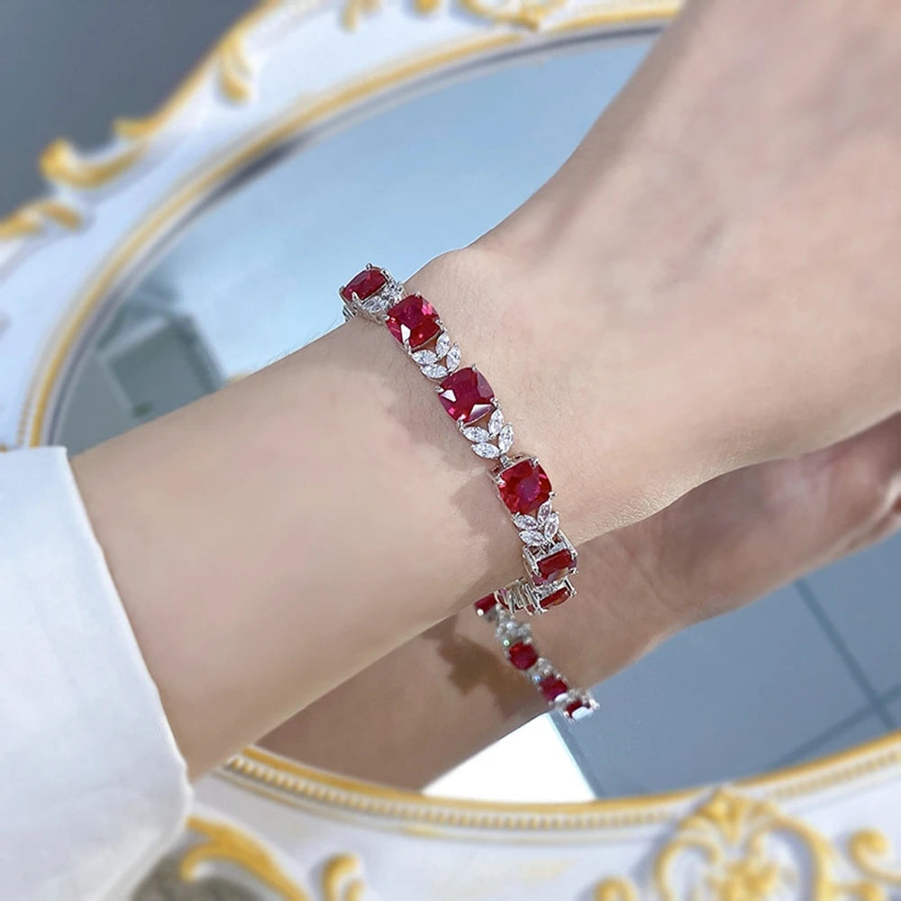 Ruby Tennis Chain Bracelet - Balmas Jewelry