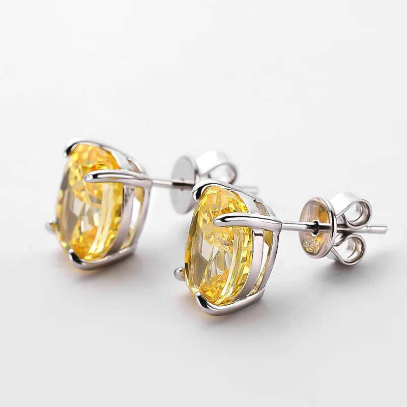 Women's Sparkling Yellow Pink Diamond Stud Earrings - Balmas Jewelry