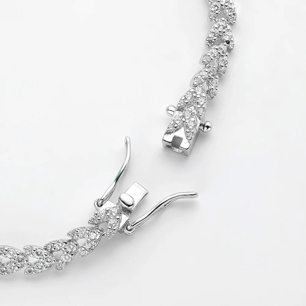 Sterling Silver Diamond Wheat Bracelet - Balmas Jewelry