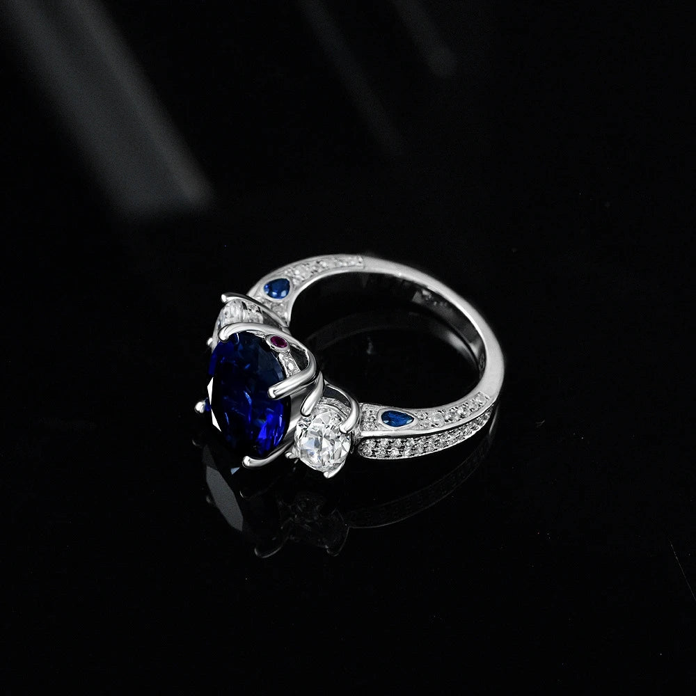 Sterling Silver Oval Sapphire Ring - Balmas Jewelry