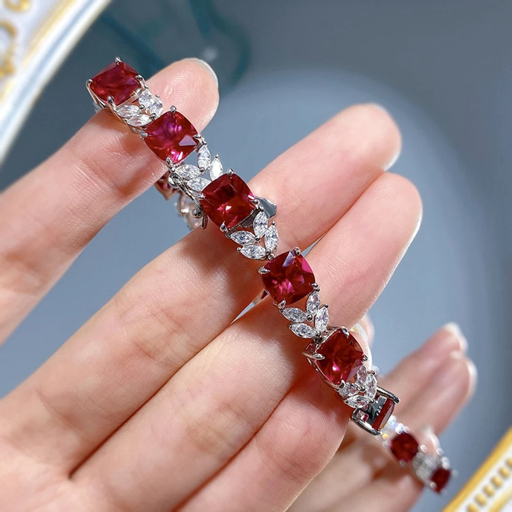 Ruby Tennis Chain Bracelet - Balmas Jewelry