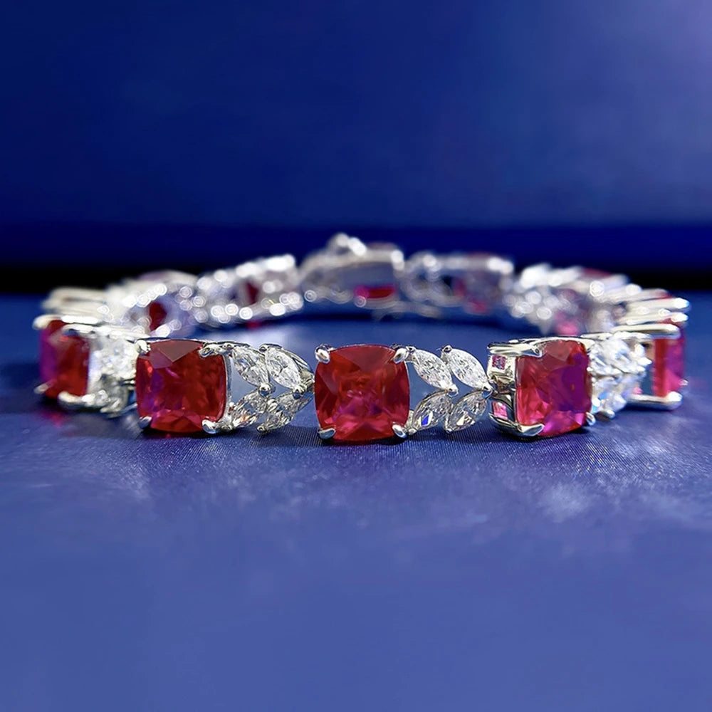 Ruby Tennis Chain Bracelet - Balmas Jewelry