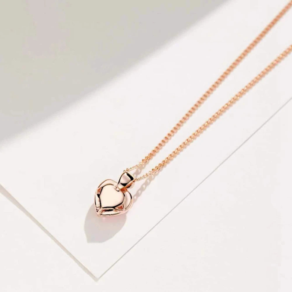 Sterling Silver Heart Shape Gemstone Pendant Necklace - Balmas Jewelry