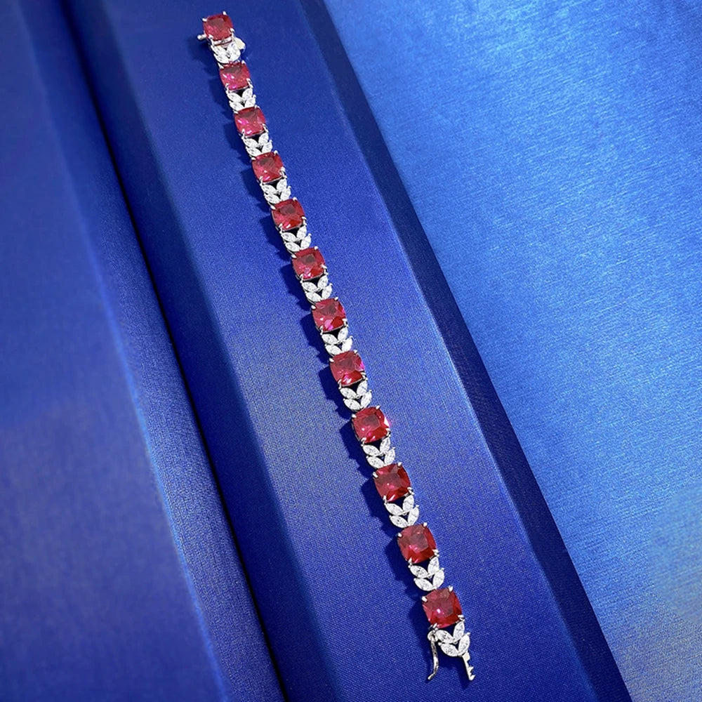 Ruby Tennis Chain Bracelet - Balmas Jewelry
