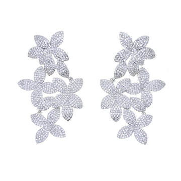Flower Charm Drip Leaf Dangle Earrings